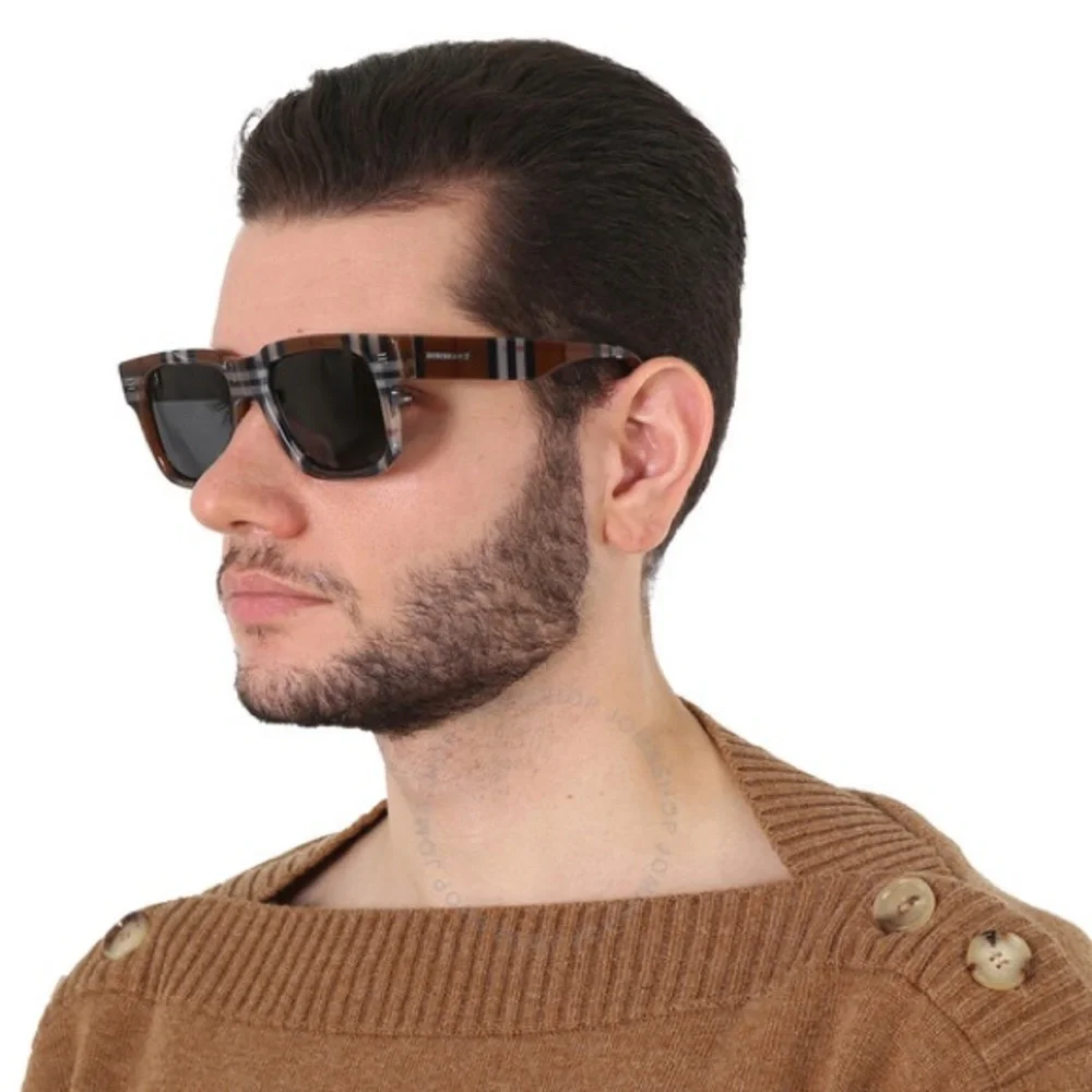 💯 - New Authentic BURBERRY Dark Gray Square Men's Sunglasses
